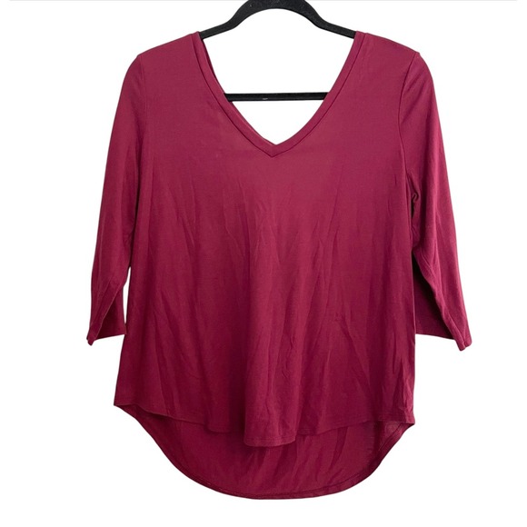 American Eagle Outfitters V-Neck Top Criss Cross Back 3/4‎ Sleeve L AE - Picture 1 of 9